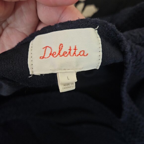 Deletta Anthropologie Sz L Side Snap Button Textured Knit Boxy Back Cutout Top - Picture 6 of 9